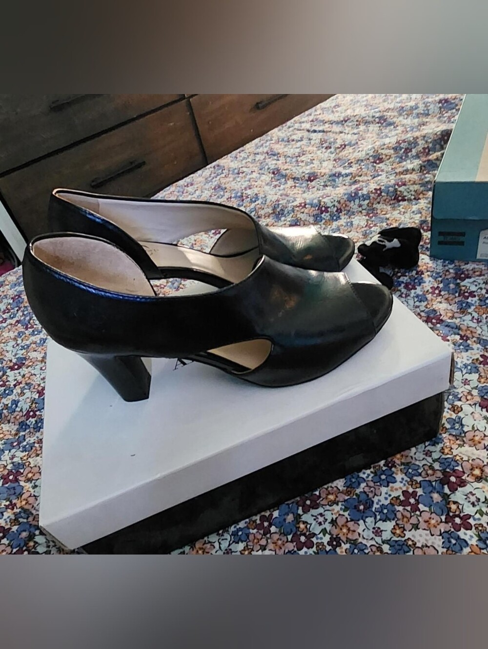 Black Peep-Toe Women's Heels